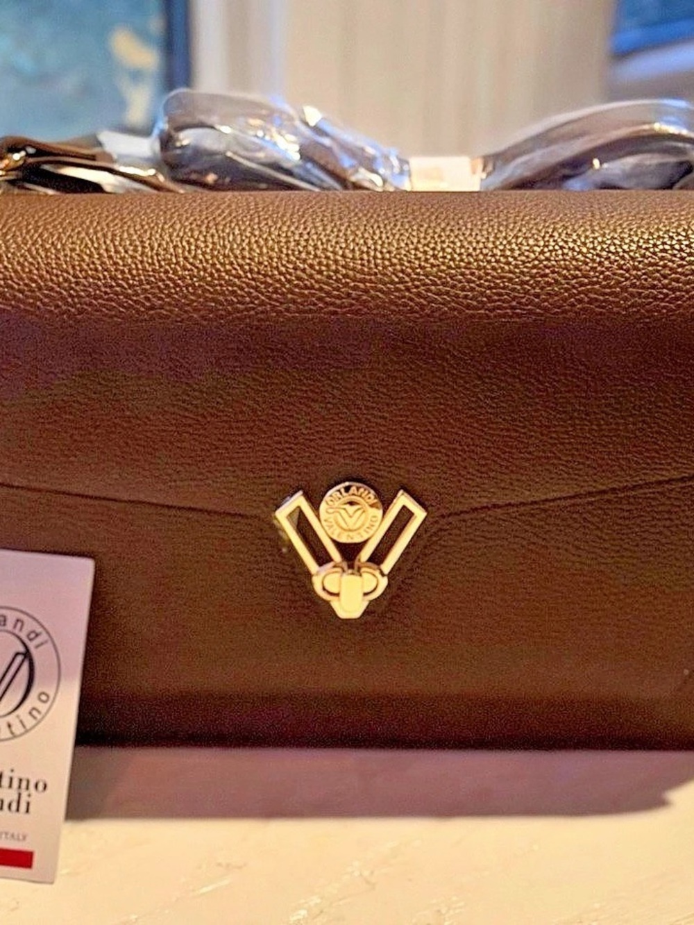 Valentino Orlandi VOSB-005P Shoulder Bags beautiful pebbled Brown texture. Multi